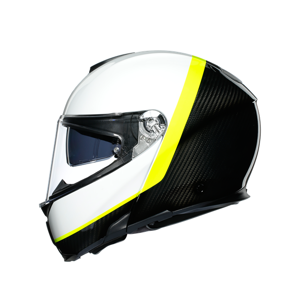 sportmodular-ray-carbon-white-yellow-fluo-casco-moto-modular-e2205 image number 3