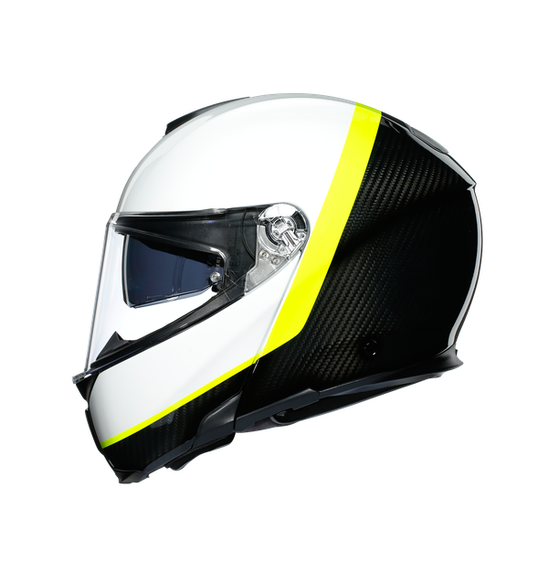 sportmodular-ray-carbon-white-yellow-fluo-motorbike-flip-up-helmet-e2205 image number 3