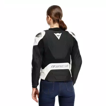 RACING 5 - DAMEN-MOTORSCHUTZJACKE AUS LEDER - BLACK/WHITE - 7