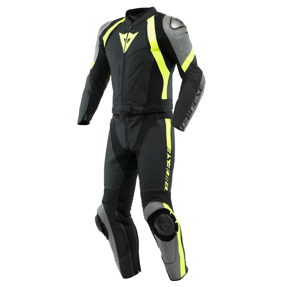 avro-4-leather-2pcs-suit-black-matt-charcoal-gray-fluo-yellow image number 0