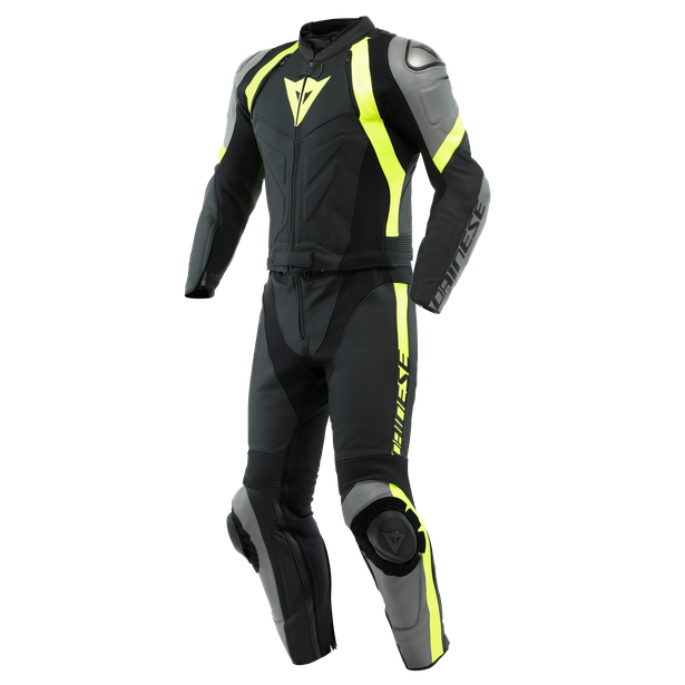 avro-4-leather-2pcs-suit-black-matt-charcoal-gray-fluo-yellow image number 0
