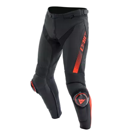 SUPER SPEED - MEN'S MOTORCYCLE LEATHER PANTS - BLACK/RED-FLUO - 1