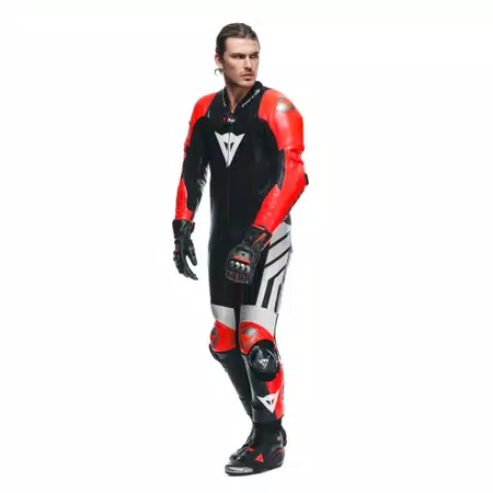 MUGELLO 3 PERF. D-AIR® 1PC LEATHER SUIT - BLACK/FLUO-RED/WHITE - 4
