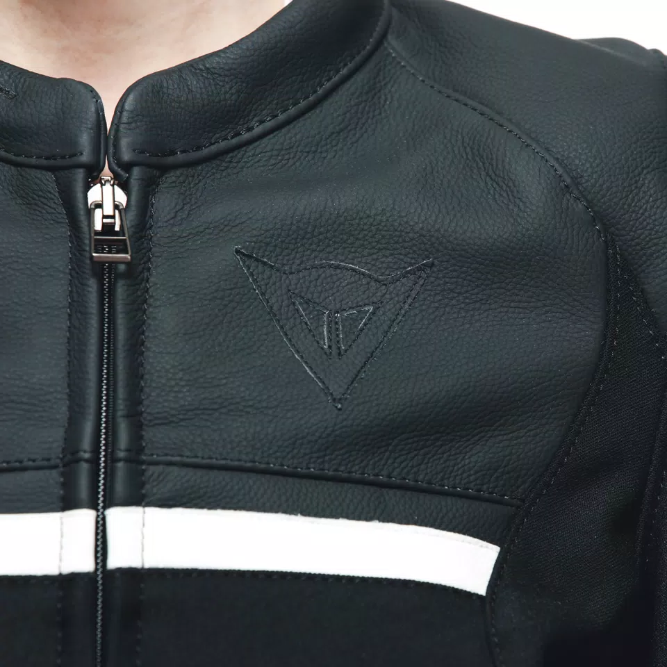 RAPIDA - WOMEN'S MOTORCYCLE LEATHER JACKET - BLACK-MATT/BLACK-MATT/WHITE - 16