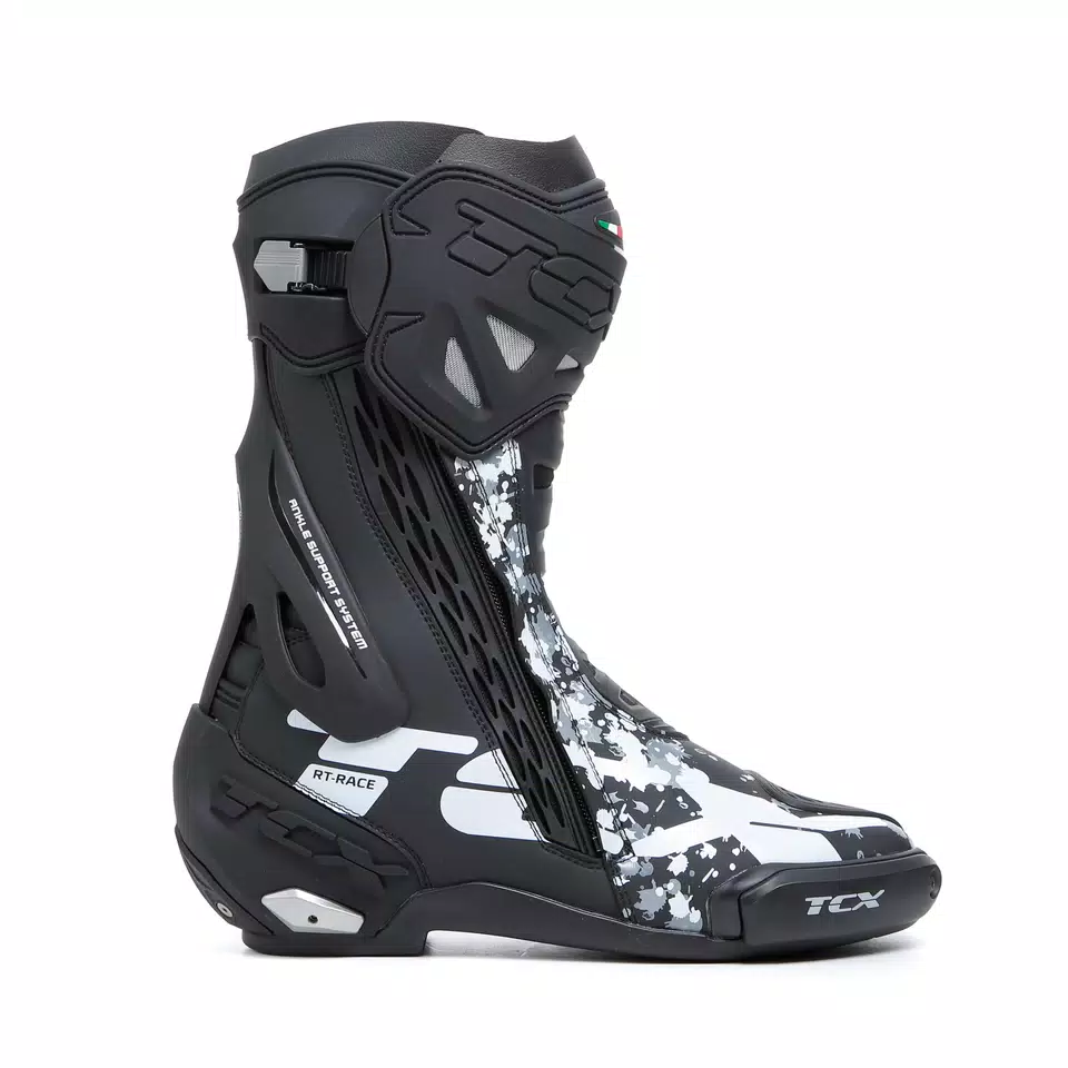 RT-RACE MEN'S MOTORCYCLE BOOTS BLACK/WHITE/GREY -  - 2