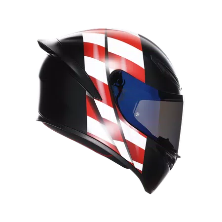 K1 S US FLAG MATT BLACK/RED/BLUE - MOTORBIKE FULL FACE HELMET DOT (E2206) -  - 3
