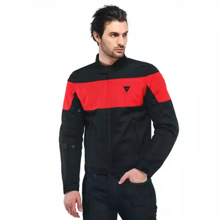 ELETTRICA AIR TEX - MEN'S MOTORCYCLE JACKET IN FABRIC - BLACK/BLACK/LAVA-RED - 2