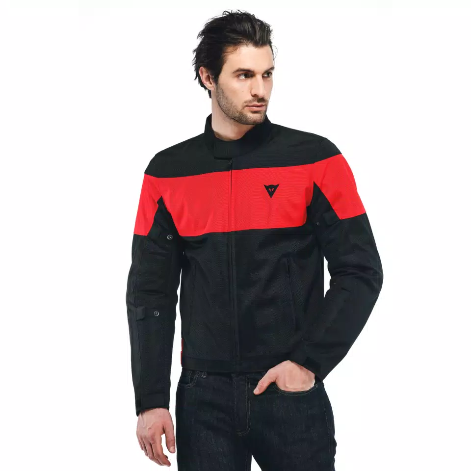 ELETTRICA AIR TEX MEN S MOTORCYCLE JACKET IN FABRIC BLACK BLACK LAVA RED Dainese