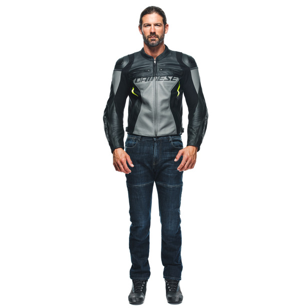 racing-4-leather-jacket-charcoal-gray-black image number 9