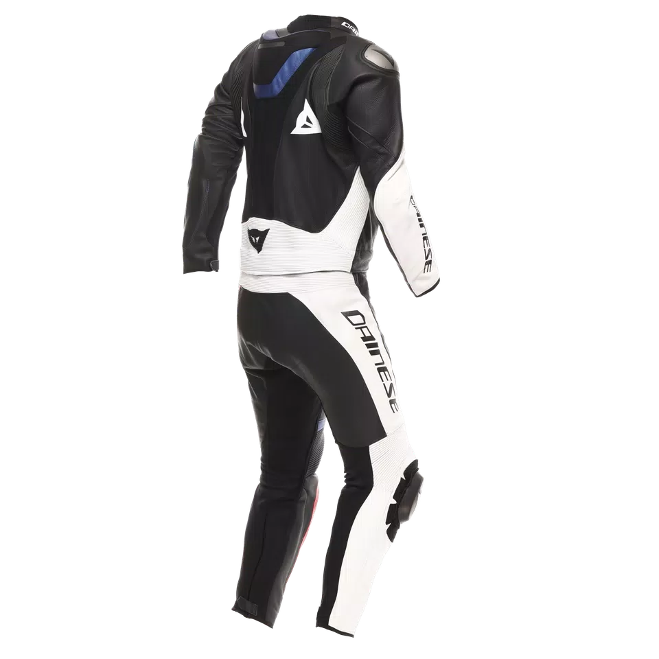 DEMON SPRINT - TWO-PIECE MOTORCYCLE SUIT IN LEATHER MEN - BLACK/WHITE/RED-LAVA - 2