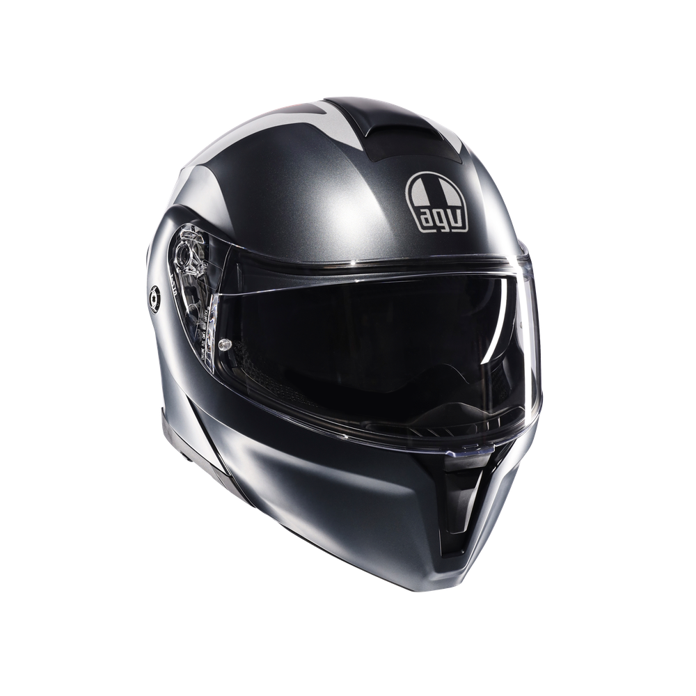 streetmodular-resia-matt-grey-silver-red-motorbike-flip-up-helmet-e2206 image number 0