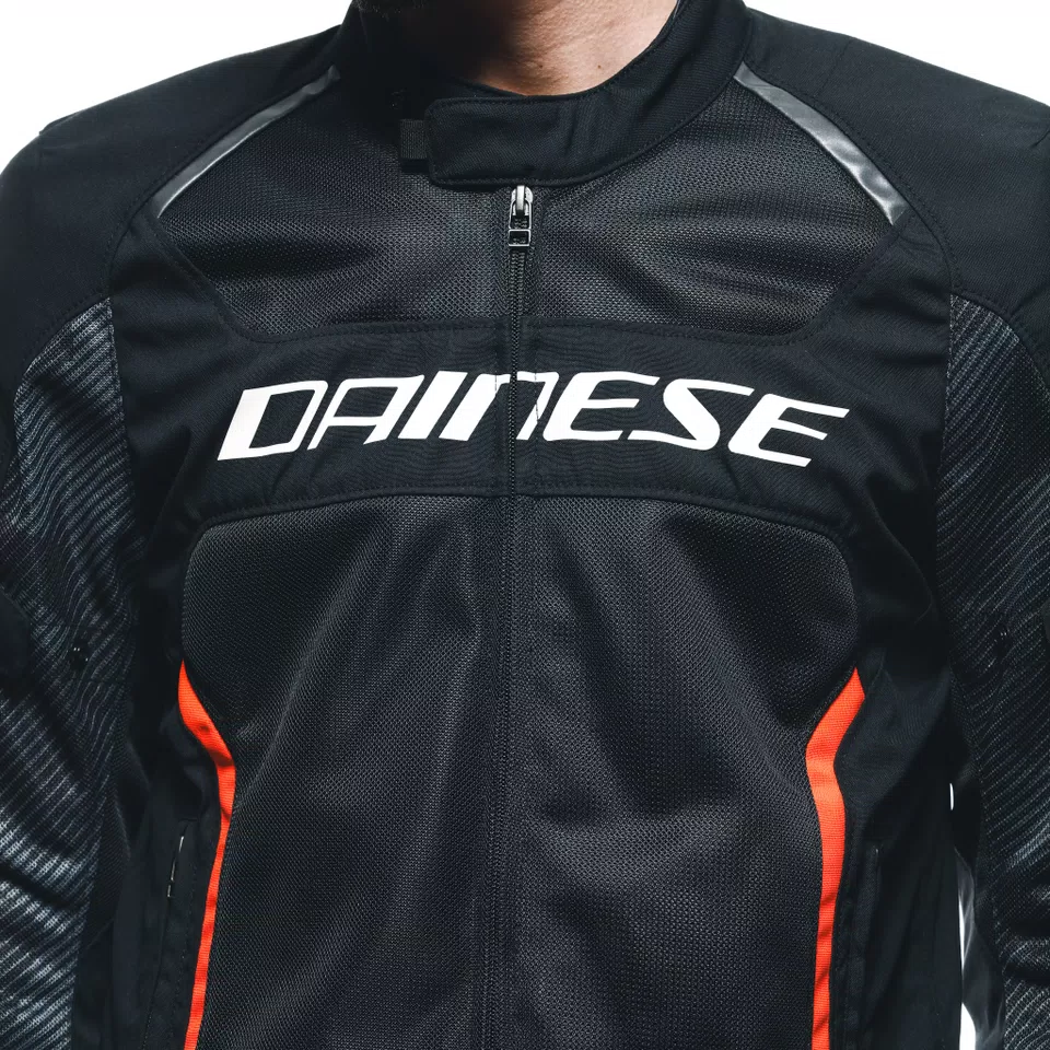 AIR FRAME 3 TEX - MEN'S SUMMER MOTORCYCLE JACKET IN FABRIC - BLACK/BLACK/RED-FLUO - 7