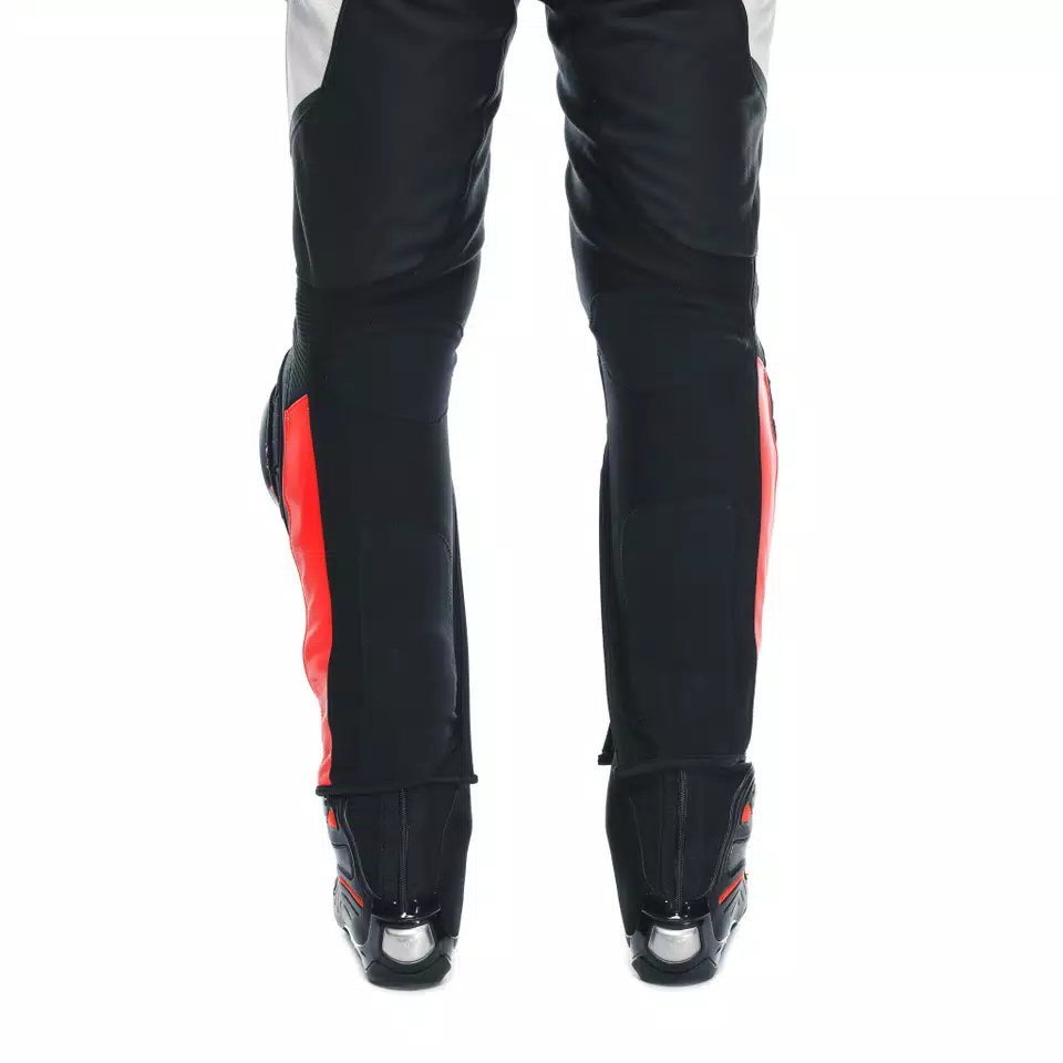 SUPER SPEED - MEN'S MOTORCYCLE PERFORATED LEATHER PANTS - BLACK/WHITE/RED-FLUO - 12