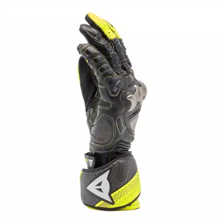 FULL METAL 7 - MEN'S MOTORCYCLE RACING LEATHER GLOVES - BLACK/YELLOW-FLUO - 4