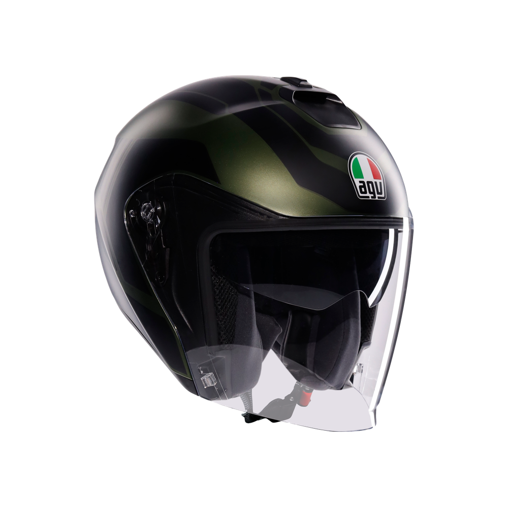 irides-sakai-matt-green-black-casque-moto-jet-e2206 image number 0