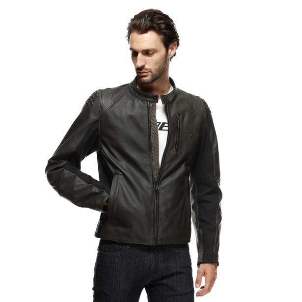 Dainese street darker leather on sale jacket