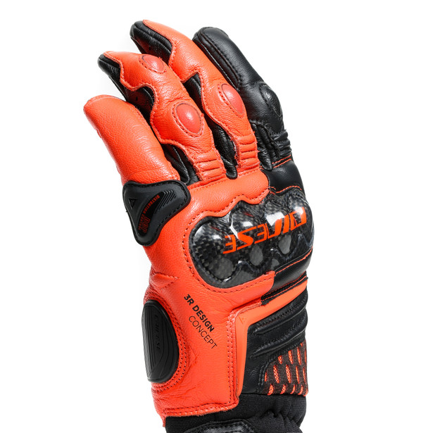 CARBON 3 SHORT GLOVES BLACK/FLUO-RED- Gloves