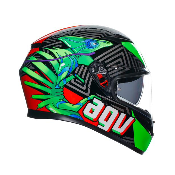 k3-kamaleon-black-red-green-motorbike-full-face-helmet-e2206 image number 2
