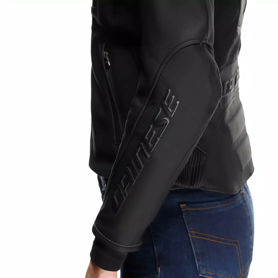 RACING 5 - CHAQUETA MOTO DE CUERO MUJER - BLACK/BLACK - 6