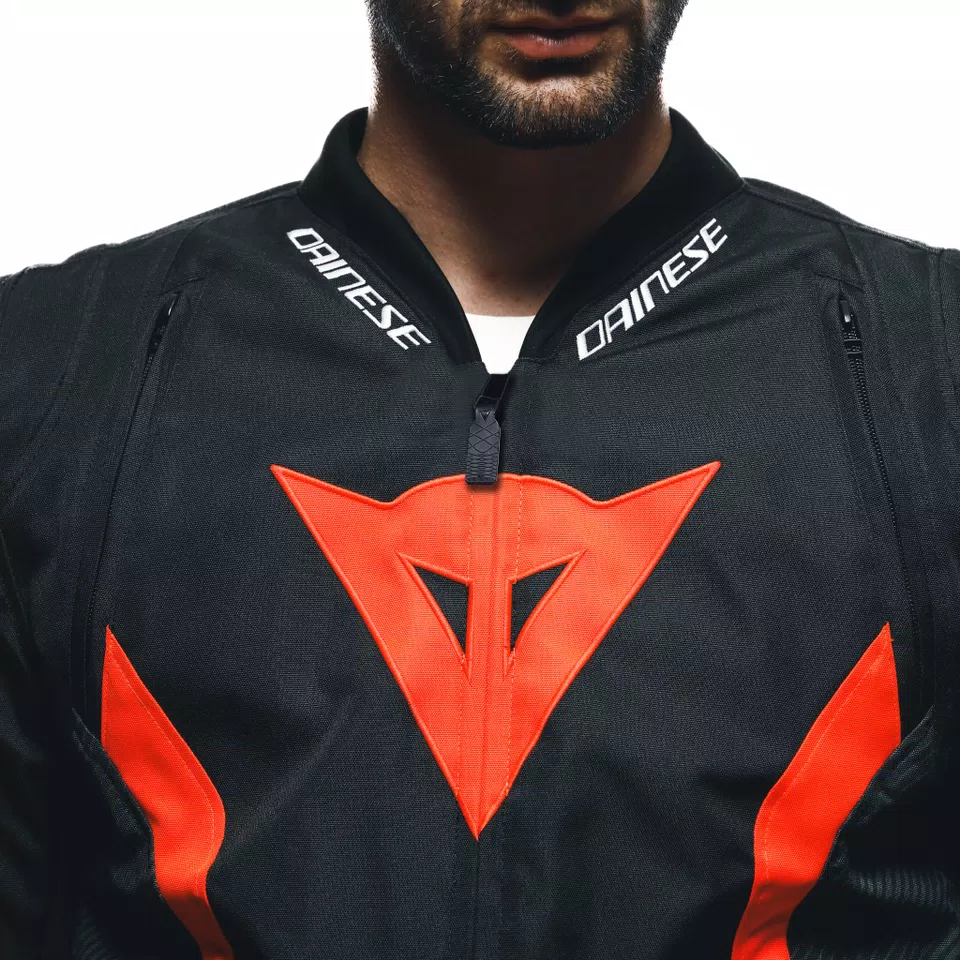 AVRO 5 TEX - MEN'S MOTORCYCLE JACKET IN FABRIC - BLACK/RED-FLUO/WHITE - 7