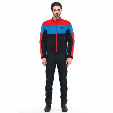 ELETTRICA AIR TEX - MEN'S MOTORCYCLE JACKET IN FABRIC - BLACK/LAVA-RED/LIGHT-BLUE - 1