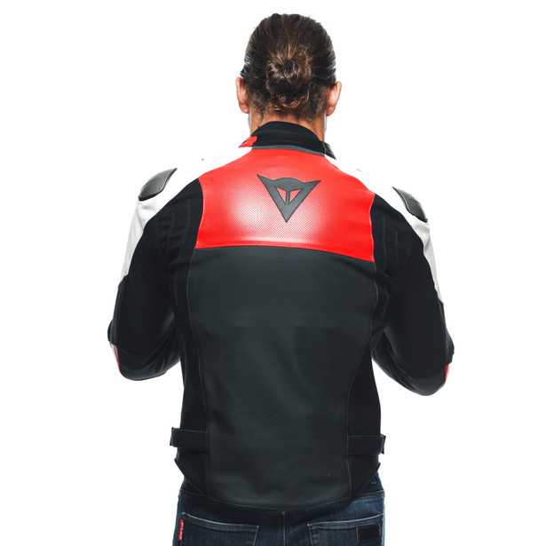 sportiva-giacca-moto-in-pelle-perforata-uomo-black-matt-lava-red-white image number 6
