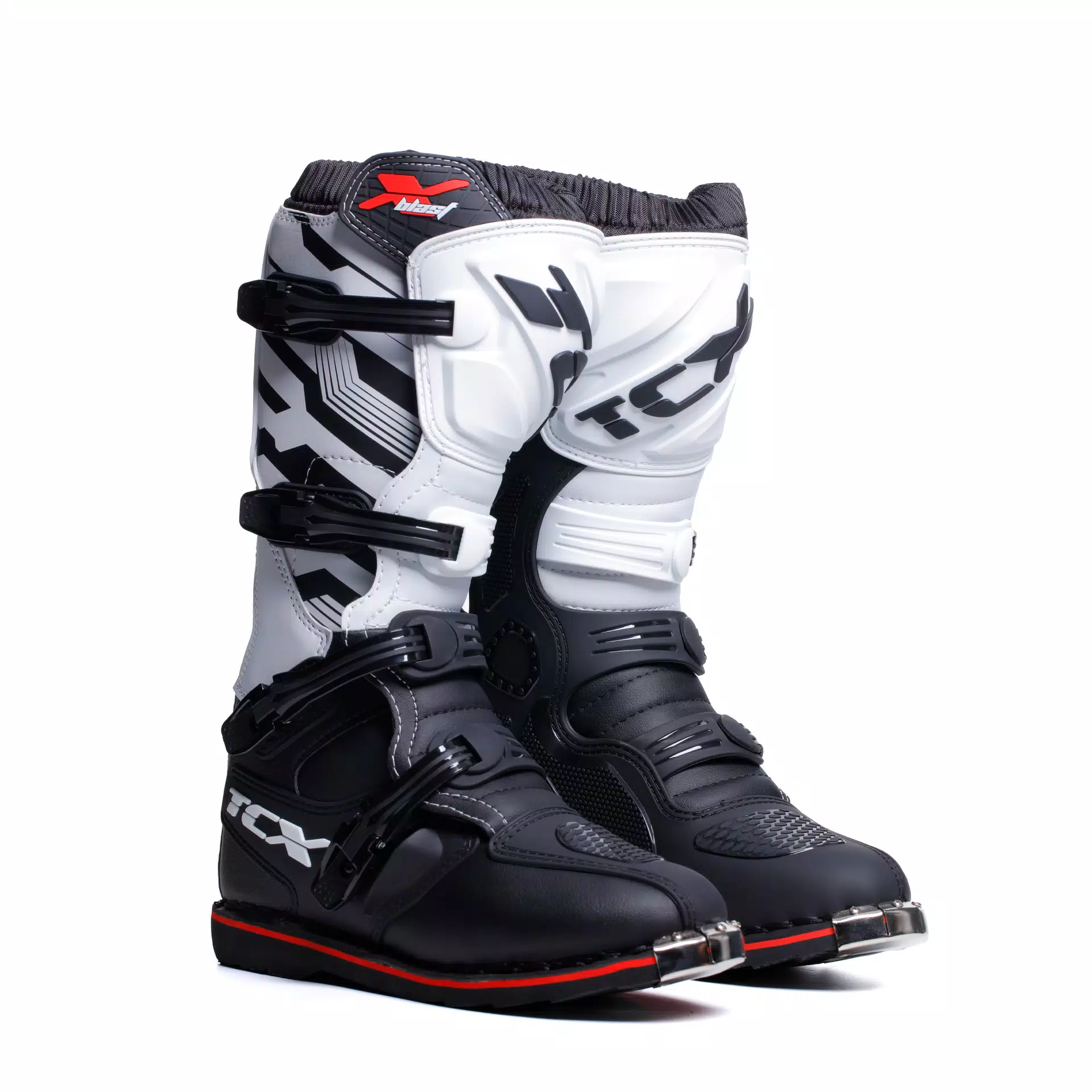 X-BLAST MEN'S MOTORCYCLE BOOTS - BLACK/WHITE/RED