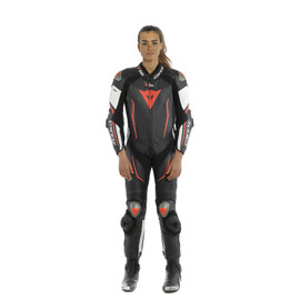 MISANO 2 D-AIR LADY PERF. 1PC SUIT BLACK/WHITE/FLUO-RED- Women Leather Suits