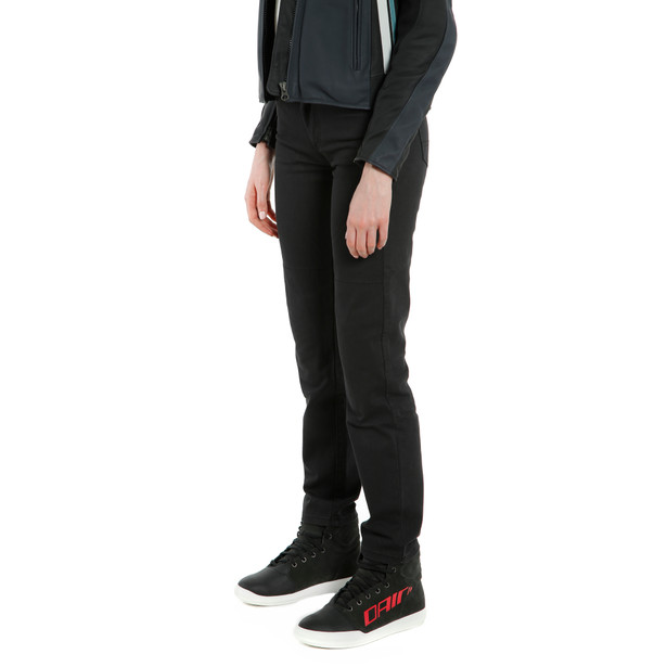 casual-regular-pantaloni-moto-in-tessuto-donna-black image number 3