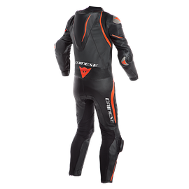 LAGUNA SECA 4 1PC PERF. LEATHER SUIT BLACK/BLACK/FLUO-RED- One Piece Suits