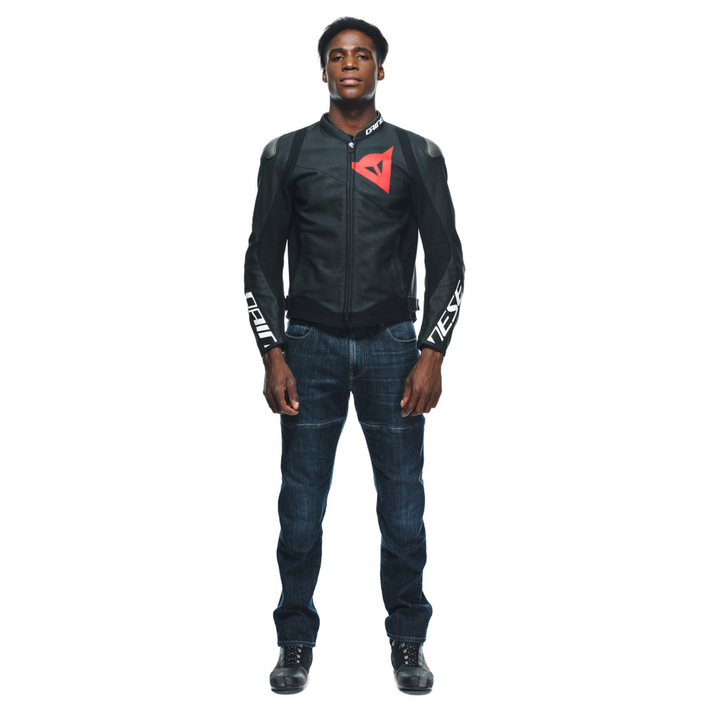 sportiva-giacca-moto-in-pelle-perforata-uomo-black-matt-black-matt-black-matt image number 2