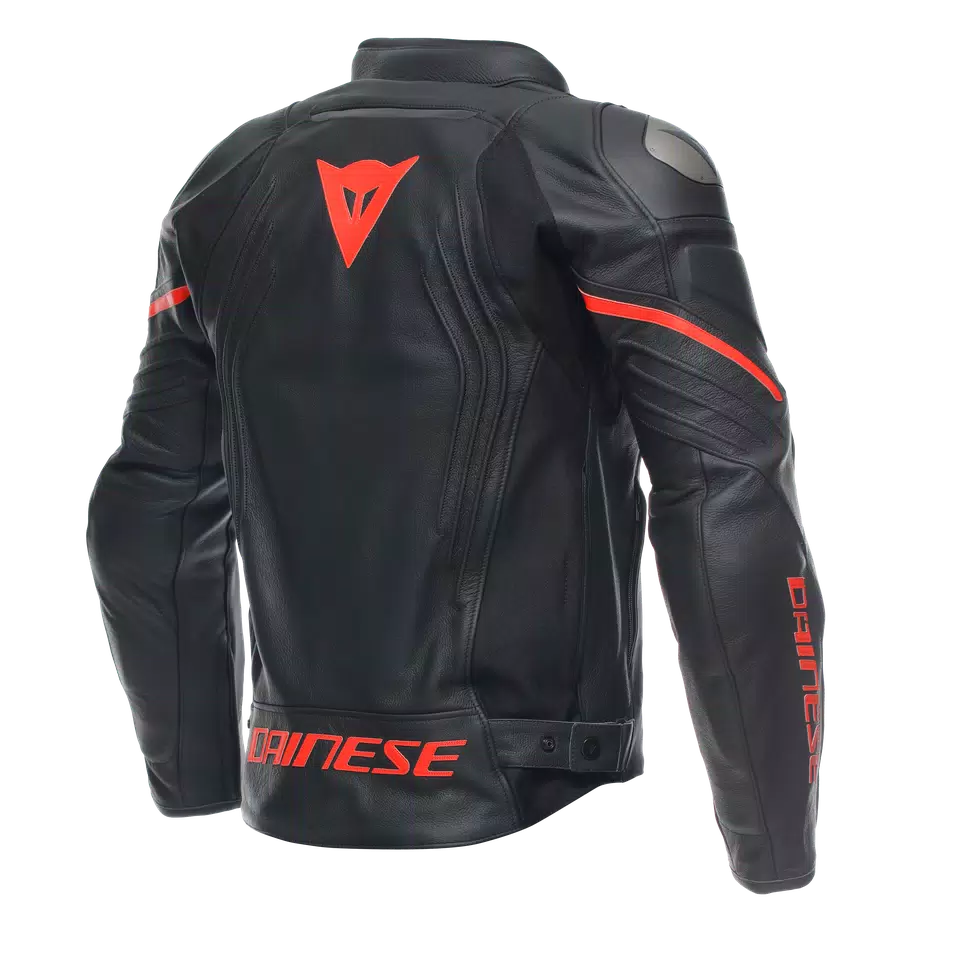 ESSENTIAL RACING LEATHER JACKET - BLACK/FLUO-RED - 2