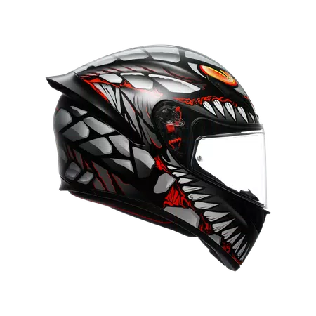 K1 S LYZARD MATT BLACK/GREY/RED - MOTORBIKE FULL FACE HELMET DOT (E2206) -  - 3
