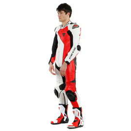 ADRIA 1PC LEATHER SUIT PERF. WHITE/LAVA-RED/BLACK- Leather Suits