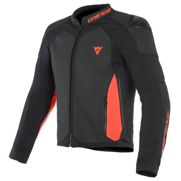 INTREPIDA PERF. LEATHER JACKET BLACK/BLACK-MATT/FLUO-RED- Jacken