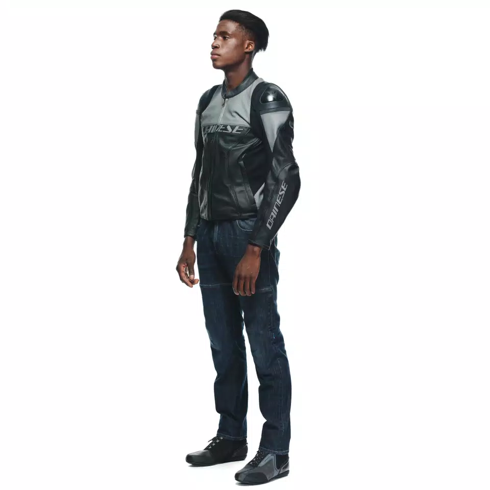 RACING 4 - MEN'S MOTORCYCLE PERFORATED LEATHER JACKET - BLACK/CHARCOAL-GRAY - 4