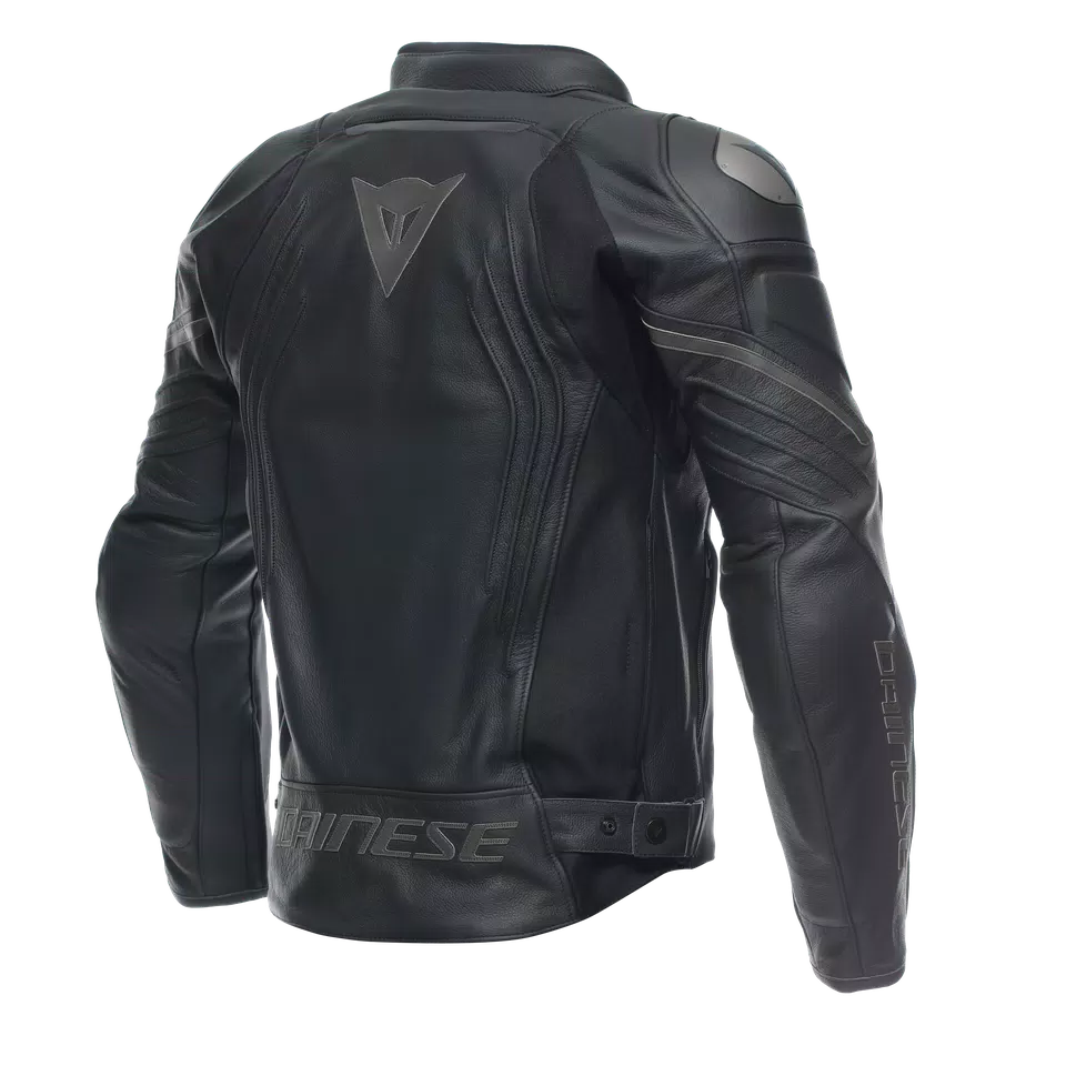 ESSENTIAL RACING LEATHER JACKET - BLACK/ANTHRACITE - 2