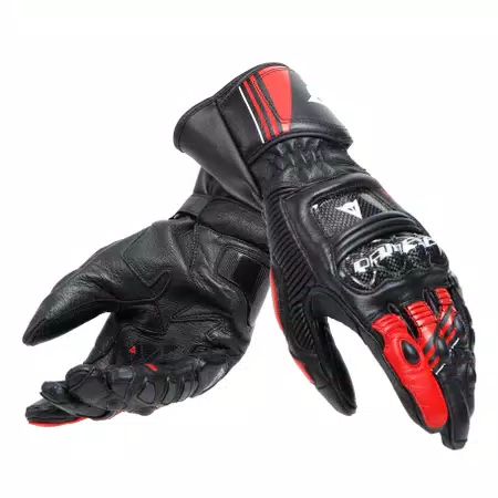 DRUID 4 - MEN'S MOTORCYCLE LEATHER GLOVES - BLACK/RED-LAVA/WHITE - 5