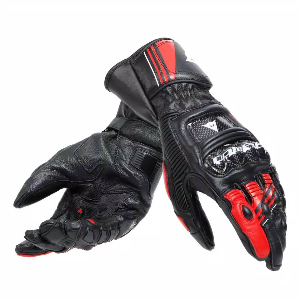 DRUID 4 - MEN'S MOTORCYCLE LEATHER GLOVES - BLACK/RED-LAVA/WHITE - 5