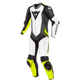 LAGUNA SECA 4 1PC PERF. LEATHER SUIT WHITE/BLACK/FLUO-YELLOW- One Piece Suits