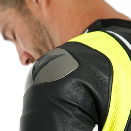 LAGUNA SECA 4 1PC PERF. LEATHER SUIT WHITE/BLACK/FLUO-YELLOW- One Piece Suits