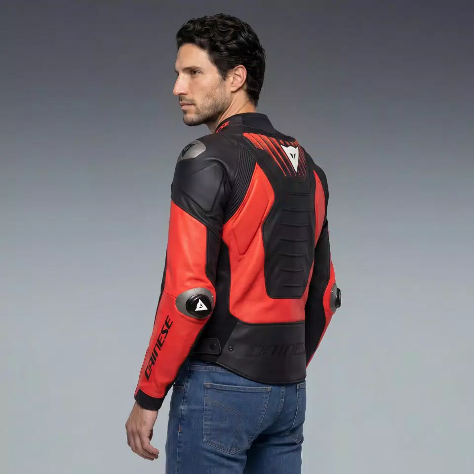 SUPER SPEED 5 LEATHER JACKET - BLACK/RED-FLUO/WHITE - 4