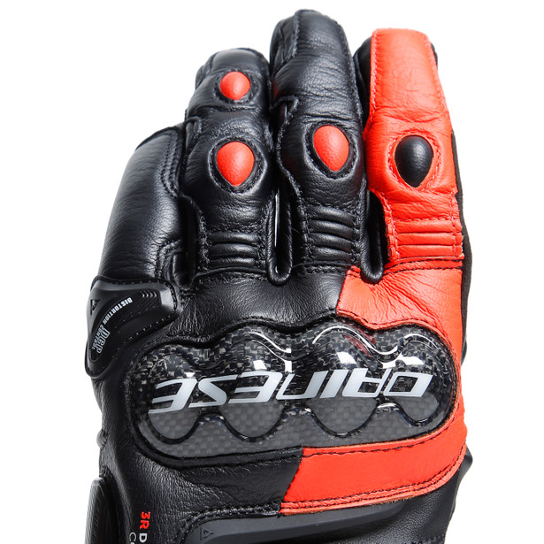 carbon-4-short-leather-gloves-black-fluo-red image number 7