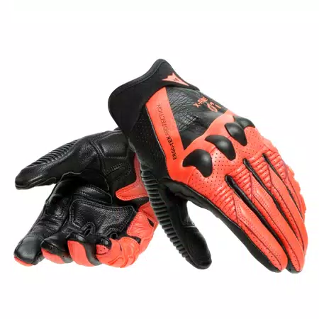X-RIDE - MEN'S MOTORCYCLE LEATHER GLOVES - BLACK/FLUO-RED - 5
