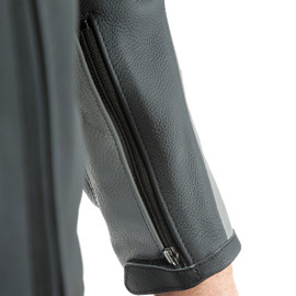 AGILE LEATHER JACKET BLACK-MATT/ORANGE/CHARCOAL-GRAY- Leather