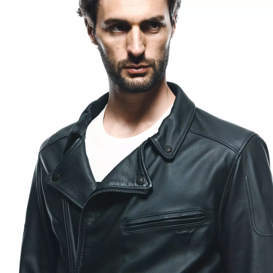 CHIODO - MEN'S MOTORCYCLE LEATHER JACKET - BLACK - 9