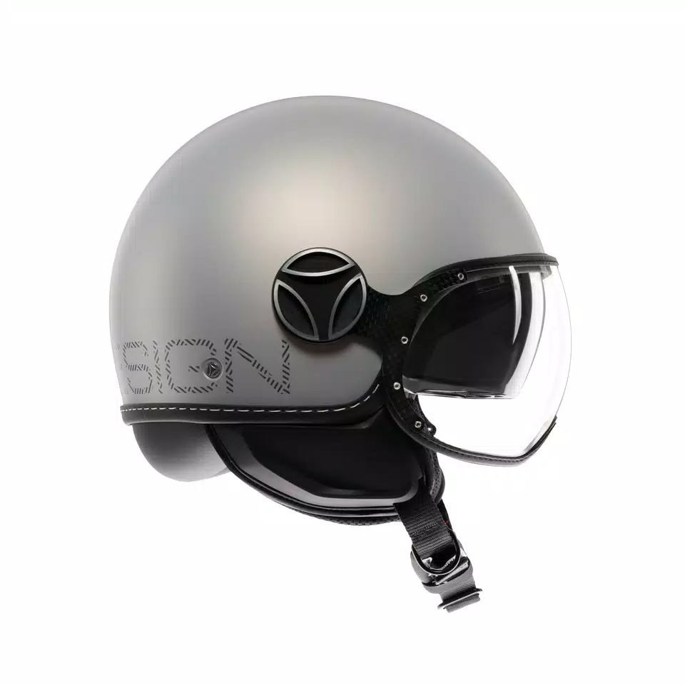 MOMODESIGN FGTR EVO MATT GREY / CERULEAN GREY - JET HELMET WITH DUAL VISOR E2206 -  - 3