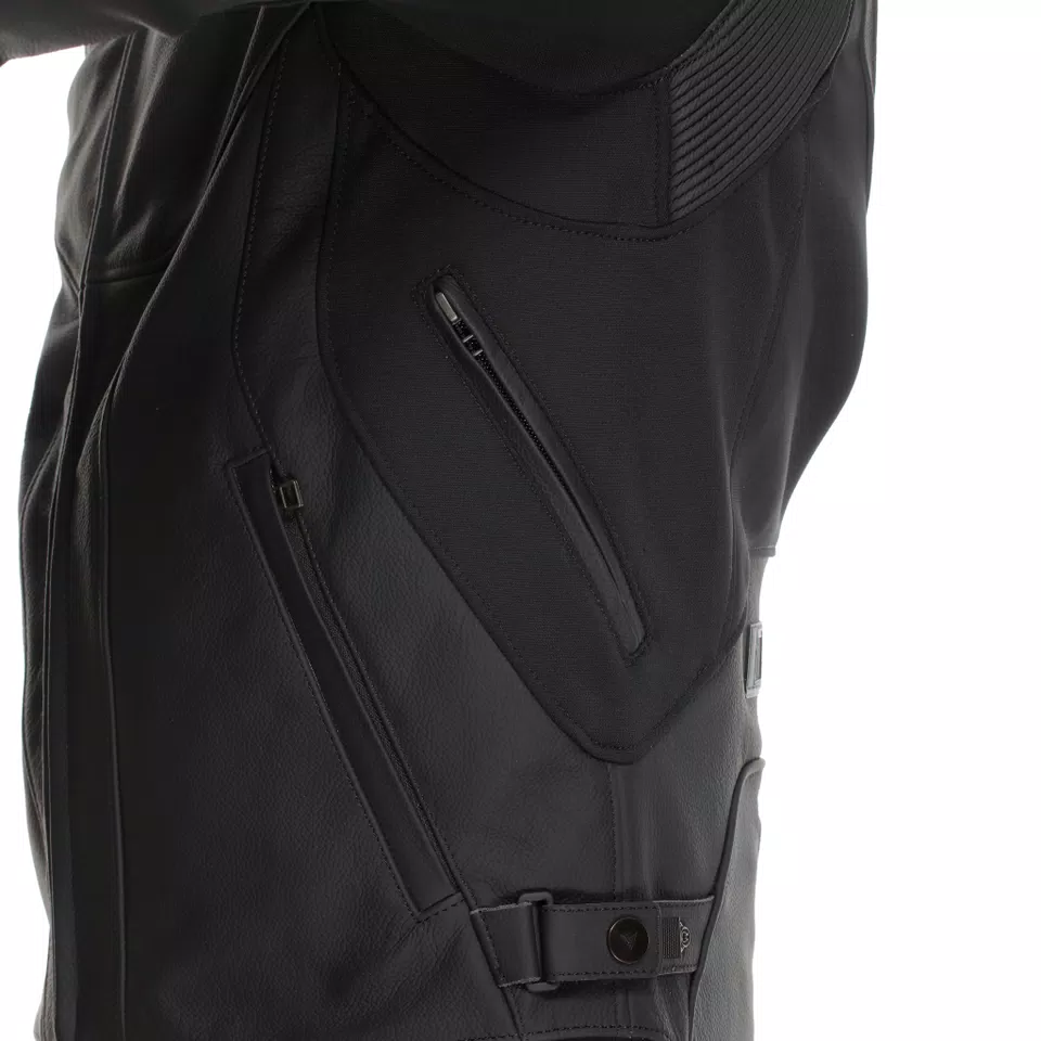 RACING 5 - MEN LEATHER MOTORCYCLE JACKET - BLACK/BLACK/BLACK - 8