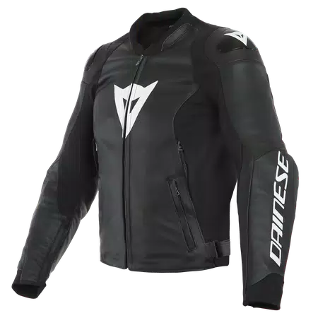 SPORT PRO - MEN'S MOTORCYCLE LEATHER JACKET - BLACK/WHITE - 1