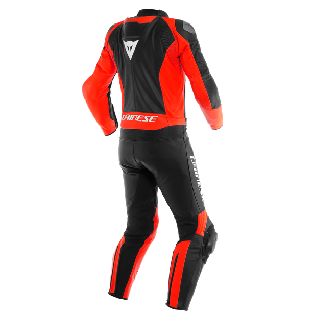 MISTEL 2PCS LEATHER SUIT BLACK-MATT/FLUO-RED/BLACK-MATT- Leather Suits